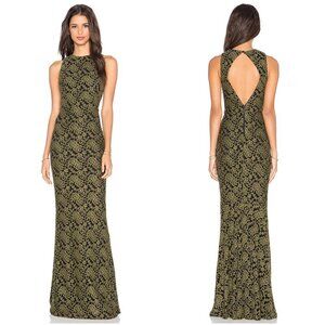 Alice + Olivia Roxie Olive Green Lace Gown $495